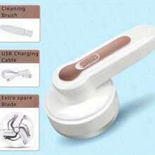 USB Rechargeable Fabric Shaver - 2-In-1 Electric Lint & Pilling Remover For Clothes, Sweaters, Blankets - Portable Hair Ball Trimmer For Furniture, Carpet, Sofa - Home & Travel Cleaning Tool - 白色 - 查看 3