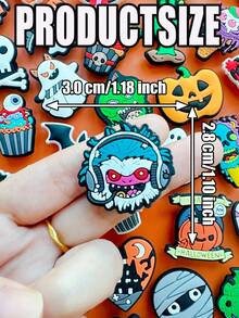 25 PCS Halloween-Themed Party Series, Halloween-Themed Shoe Decoration Accessories, Soft PVC Ghosts, Skeletons And Festive Designs - Plastic Shoe Accessories, Covering Classic Halloween Elements Such As Pumpkin Heads, Ghosts, Bats, And Skulls, With A Quirky, Mysterious And Festive Style, Suitable For Decorating Shoes, Bags, Hats