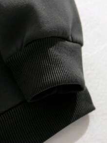 休闲纯色圆领长袖女式卫衣，宽松舒适，适合居家、日常穿着，秋冬季节百搭男女通用运动套头衫，黑色 - 黑色 - 查看 6