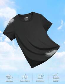 KEFITEVD Women's Short Sleeve T-Shirts UPF 50+ Sun Protection Quick Dry Athletic Running Workout Rash Guard Tops - Negro - Ver 7