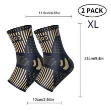 2-Pack Copper Ankle Support Sleeves For Men & Women - Compression Relief For Sprains, Achilles Tendonitis & Sports Injuries - Breathable, Moisture-Wicking Fabric With Arch & Heel Stabilization - Ideal For Basketball, Soccer, Tennis, Running - 黑色 - 查看 9