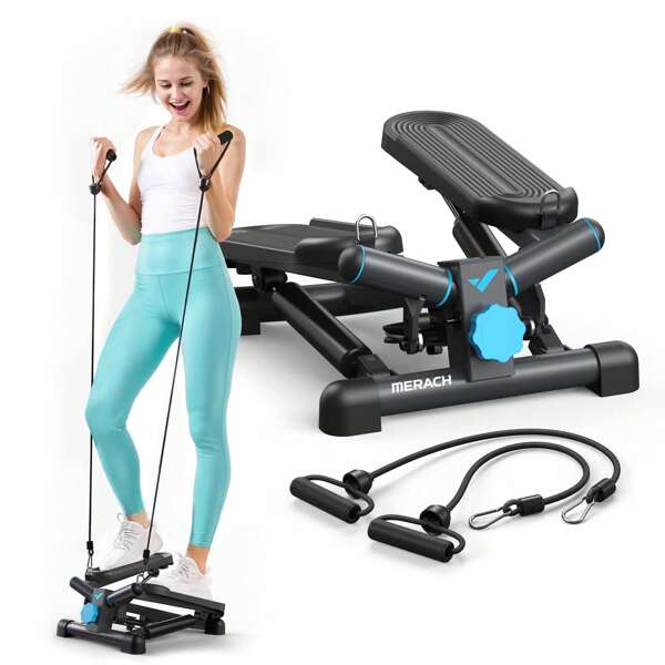 MERACH MERACH Mini Stepper Machine For Exercise Step, Twist Stair Stepper 150KG Capacity,Stepper Exercise Equipment With Resistance Band For Full Body Workout At Home Stairmaster Exercise&Fitness Equipment