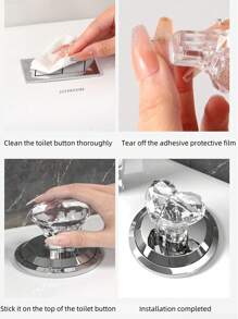 1个心形马桶按压器，马桶水箱按钮，马桶按压器，创意心形冲水按钮，水钻马桶按压器，美甲长款马桶按压器，通用浴室冲水神器，马桶盖辅助器，马桶座圈套，抽屉把手，橱柜门把手，冰箱把手，马桶盖升降器浴室配件浴室工具 - 彩色 - 查看 5