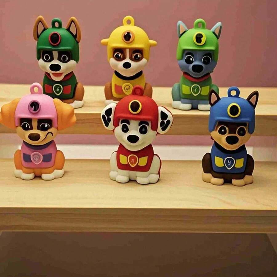 Paw Patrol 6件旺旺团队娃娃桌面3D摆件手工DIY饰品，可用作钥匙扣挂件，非常适合节日、粉丝、学校、送礼（版本随机） - 查看 1