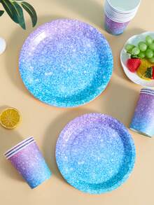 Galaxy Space Party Tableware Set, Galaxy Astronaut Space Disposable Plates & Cups, Suitable For Astronaut Theme Birthday Adventure, Birthday Party Tableware Serves 25 Guests - Multicolor - View 5