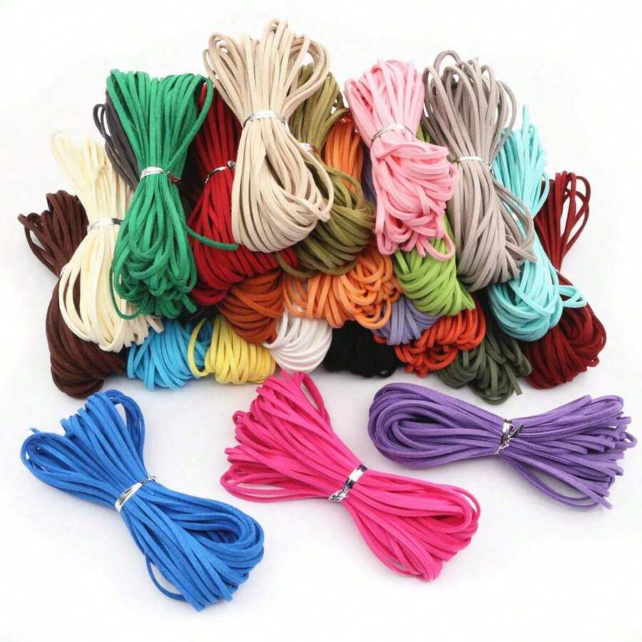 10m 2.5mm 扁平仿麂皮編織繩,韓式天鵝絨皮革繩,DIY項鍊珠寶製作材料 - rope cords - 查看 1