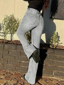 MYOURSA Low Rise School Y2k Flare Leg Jeans