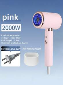Lightweight Ionic Hair Dryer With Diffuser, 2000 Watts Fast Drying Blow Dryer With Diffuser And Concentrator, Compact Lightweight Low Noise Hair Dryer For Women And Men
