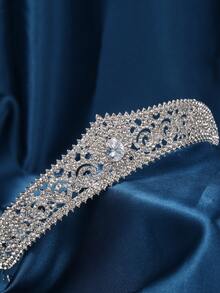 1件时尚奢华水滴漩涡锆石新娘皇冠，韩式婚礼头饰，18岁生日成人礼礼物（合金+锆石+） - 彩色 - 查看 3