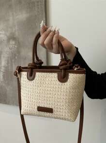 2024 New Women's Woven Shoulder Crossbody Bag, Large Capacity Beach Vacation Bag, Handheld Commuter Female Bag