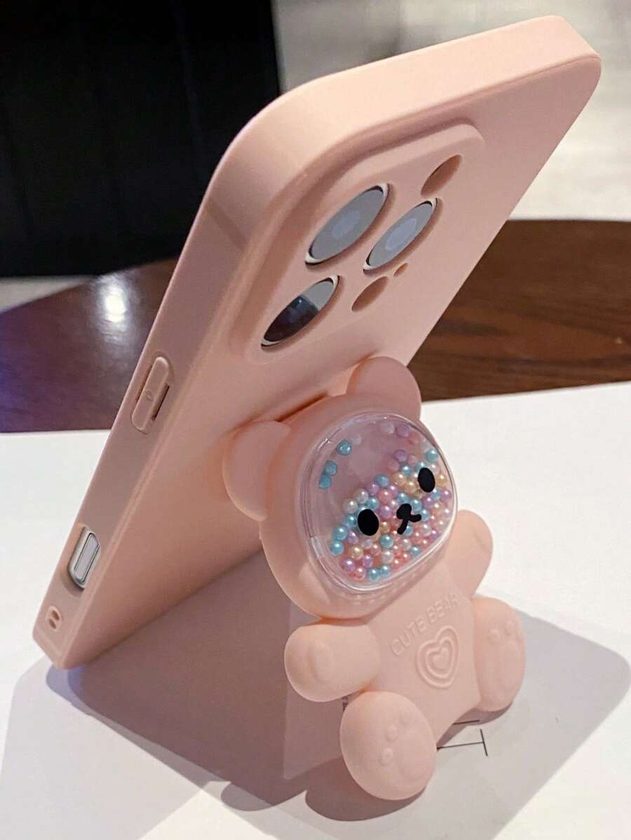 1pc Teddy Bear Holder Phone Case, Luxury Solid Color Silicone Phone Case With Lanyard, Compatible With Samsung, Apple 11/12/13/14/15/16 Pro Max, Samsung S22/23/24/25+ UA04/A05/A14/A15/A24/A25/A34/A54 SA56/A36/A26, Honor 70/90/400/X56789abc, Redmi Note 14/13/12/1 Pro Waterproof Shockproof Anti-Fall Scratch Resistant