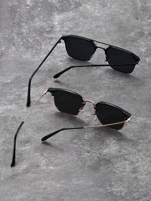 2pcs Unisex Retro Travel Metal Frame Sunglasses, Fashionable Versatile, Classic Design | UV Protection, Suitable For Outdoor, Travel, Beach, Daily Wear And Driving - 2PCS Combination Pack a - View 3