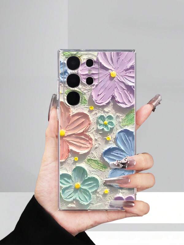 حافظة هاتف شفافة ل- مطبوعة بلوحة زيتية إبداعية الأبعاد بأنماط أزهار ملونة ل- Galaxy A23/A13/A32/A52/A34/A24 4G/A05/A05s/A55/A56/S20/S20 Ultra/S23/S23 Ultra/S23 FE توفر حماية شاملة من جميع الجوانب 360 درجة، هدية مثالية مقاومة للماء والصدمات ومقاومة للخدش