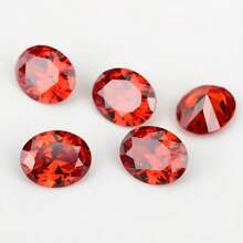 1 件 DIY 珠宝椭圆形宝石锆石，橙红色散石
