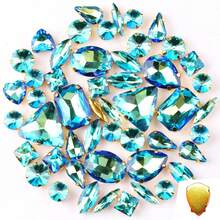 50 件/1 包,银色和金色,彩虹色,混合形状手工缝制水钻玻璃缝制装饰珠平背金属底座带孔宝石闪亮水晶 DIY 配件针线材料缝制石头水钻珠用于装饰衣服、连衣裙、包、鞋子、胸针、耳环、手工艺品 DIY。 - 七彩 多色 - 查看 22