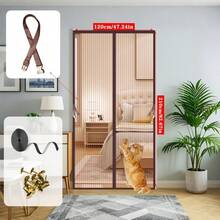 1件磁性纱门，网状帘布，配有强力磁铁和全框魔术贴，多种颜色可选（灰色、白色、黑色、棕色），隐藏式磁条设计，优雅紧密闭合，密实网眼，有效防蚊虫并保护隐私。