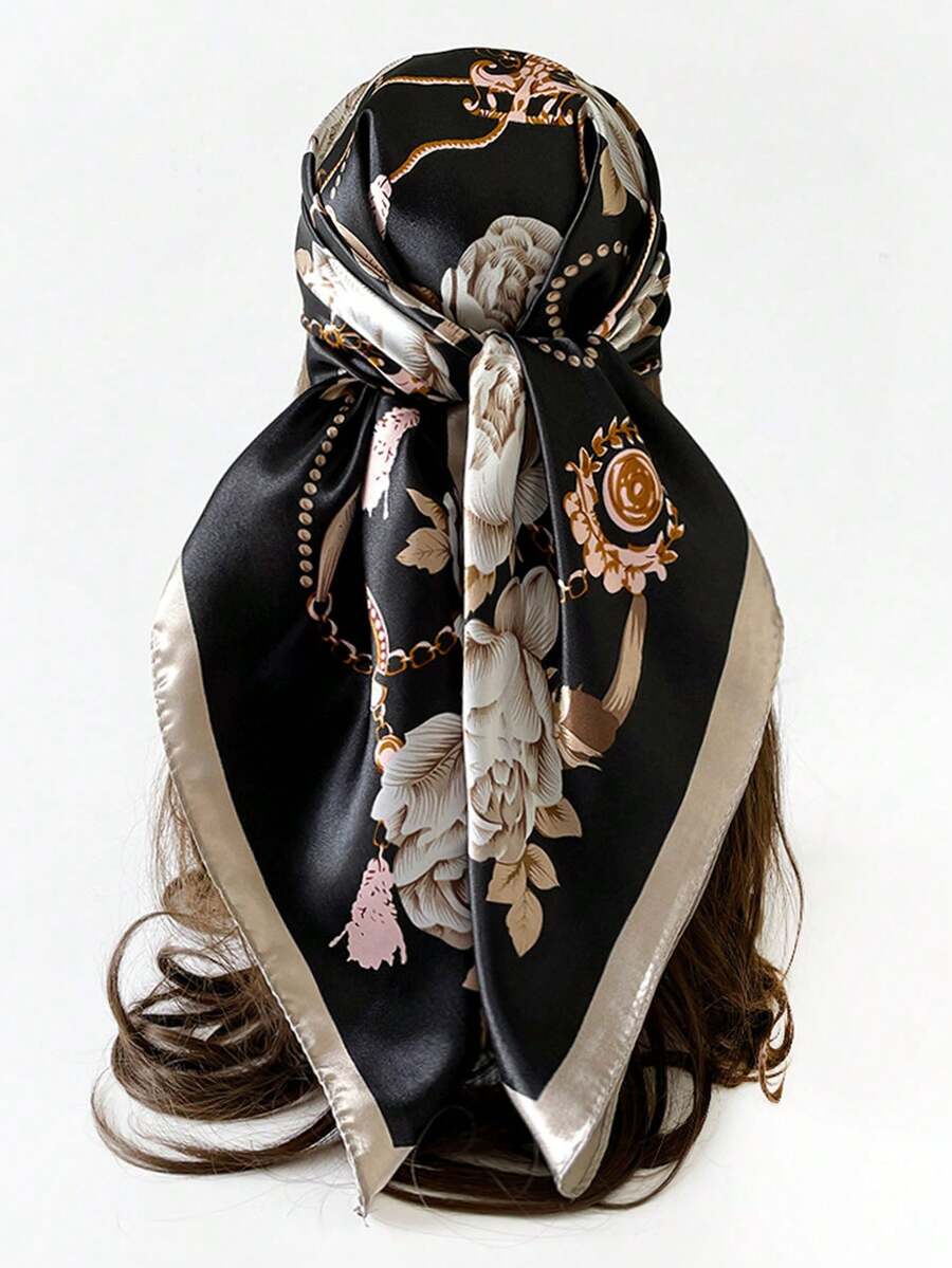 1pc Bandana Floral Print Fashion Scarf, Headband, Neckerchief - Multicolor - View 1