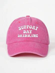 1 件刺绣“SUPPORT DAY DRINKING”水洗棒球帽，可调节户外太阳帽，适合旅行、海滩、所有季节，Y2K 风格，适合年轻人