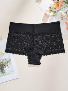 4pcs Plus Size Women's Flowery Lace High Waisted Sexy Panties - Multicolor - View 3