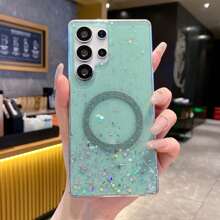 闪光磁环豪华闪光手机壳兼容 Apple 6/7/8/X/XS/XR/11/12/13/14/15/16/16e，兼容三星 Galaxy S22/23/24/25/S24 FE/S25 EDGE、A04/05/06/A14/A15/A16/A24/A25/A34，兼容 Redmi Note 7/8/9/10/11/12/13，兼容 Redmi 9/10/12/13C，兼容 Honor X、HW，兼容 Realme C53 C55 防水防震防摔防刮 - 綠色 - 查看 2