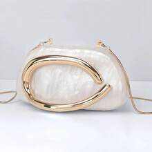 Milky Way Acrylic Clutch Purse For Women Marbling Evening Wedding Handbags Acrylic Shell Box Purses For Party Prom Cocktail - trắng - Xem 1