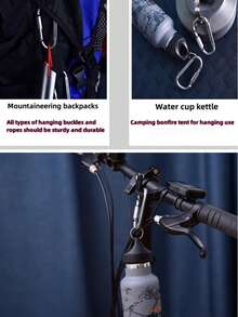 1 pezzo di fibbia in lega di alluminio per arrampicata, fibbia multifunzionale per arrampicata con serratura, gancio per zaino in lega di alluminio, portachiavi da uomo