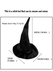 2 件女巫帽，62 厘米 24.4 英寸女巫服装大号女巫帽，适合复活节派对夏威夷夏季春季成人和青少年万圣节礼物圣诞礼物，新年礼物复活节礼物派对礼品队列玩具，新奇角色扮演配件万圣节服装派对圣诞化妆舞会狂欢节魔术师帽 - 黑色 - 查看 10