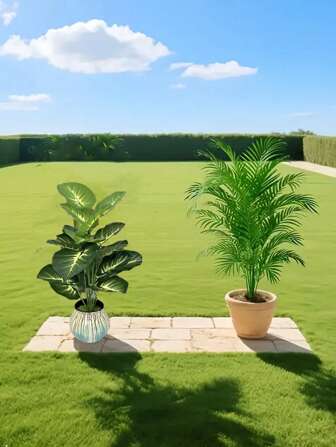 2pcs Artificial Tropical Plants Set For Home, Office, Garden, Wedding - Plastic Greenery For Anniversary Like Christmas, Thanksgiving Day - Indoor/Outdoor Decor, No Pot.Evergreen Foliage Creates Jungle Greenery,Low Maintenance And Long-Lasting,Adds A Vibrant Touch To The Tropical Style