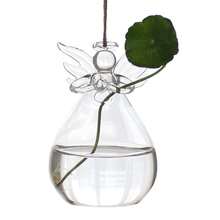 Clear Glass Vase Angel Shape Flower Plant Hanging Container Beautiful Home Decoration - Transparent - View 4