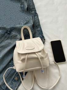 1 rucsac pentru fete, din PU, culori contrastante, stil școlar vintage, rucsac minimalist versatil, potrivit pentru utilizare zilnică (accesoriile nu sunt incluse)