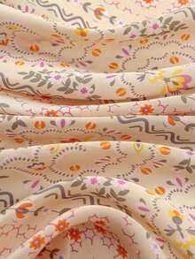 1 Pc Simple Print 70 Square Scarf, Women Bandana Style Waist Tie Accessory Or Wrap, Fashionable Scarf Women, Spring Dress - 卡其色 - 查看 4