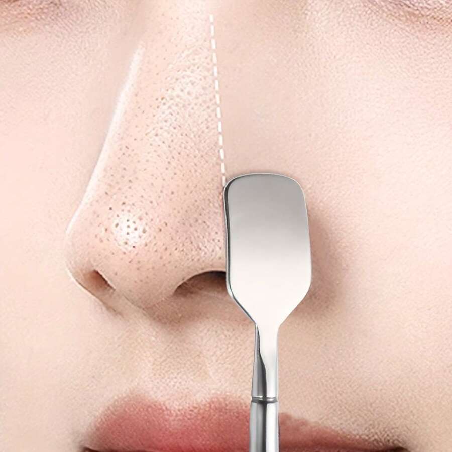 Dụng cụ loại bỏ mụn đầu đen bằng thép không gỉ hai đầu - Dụng cụ loại bỏ mụn đầu đen cứng đầu và mũi hai đầu, phù hợp với mọi tông màu da sáng, làm sạch và loại bỏ lỗ chân lông, thiết kế bền bỉ, dụng cụ loại bỏ mụn đầu đen nhẹ nhàng cho mặt - Nhiều màu - Xem 1