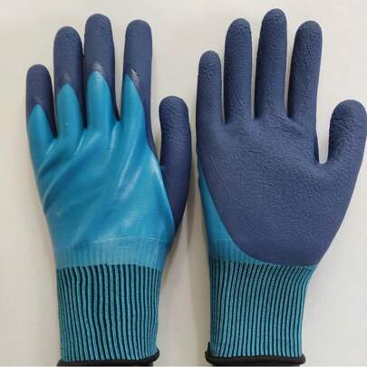Latex Coated Work Gloves, Double-Sided Waterproof, Oil-Proof, Anti-Slip, Breathable Safety Gloves, Suitable For Gardening And Construction
