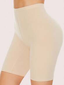 3件組女款純色光滑無縫平角褲，舒適騎行健身短褲，適合穿在裙子內部的日常短褲 - 杏色 - 查看 5