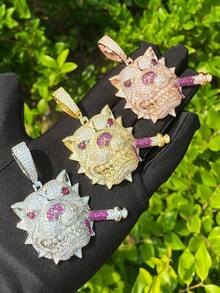 DUBSS 1 Piece Iced Out Dog Cigarette Necklace Pendant For Men Prong Setting Plated Hip Hop Jewelry - Dog - View 1