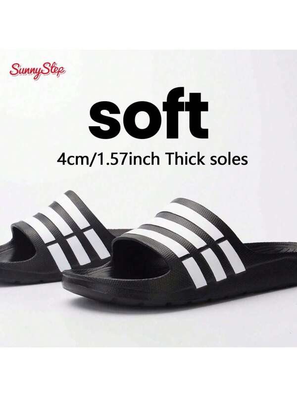  Chanclas Sunny Step: Rayas, EVA Antideslizante, Moderno y Simple
