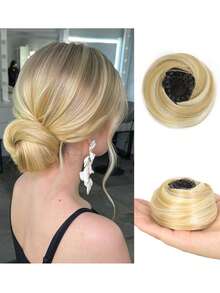 优雅女士发髻,接发 - 10 厘米(4 英寸)可延伸合成发,带夹子,耐热纤维,适合所有发质,可调节设计,适合所有女性日常穿着和派对发饰 - 彩色 - 查看 18