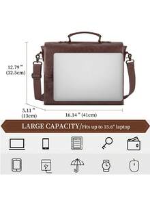 NEWHEY Messenger Bag For Men 15.6 Inch Waterproof Vintage Leather Laptop Briefcase Large Satchel Shoulder Bag Office Travel College Computer Laptop Bag Vintage Bags - Coffee Brown - View 7