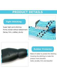 1.5m Nylon Dog Training Leash With Reflective Stripes, Strong Rope With Padded Comfortable Handle, Suitable For Medium To Large Dogs