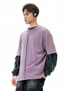 INFLATION Oversized Vintage Washed Cotton T-Shirt, 270G, Dune Brand, Spring/Summer - Purple - View 2