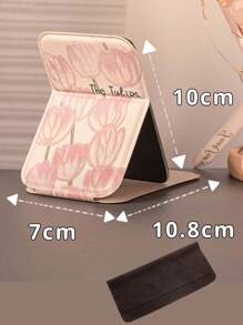 2 Pieces - Tulip Pattern Folding Makeup Mirror, Portable Handheld Vanity Mirror, Simple Folding Dressing Table Mirror, Simple Vanity Mirror For Dorm/Student And Desktop,Makeup,Cheap,Room Decor,Vanity,Travel,Bedroom,Makeup Accessories,Mirror,Vanity Mirror,Mini Mirror,Compact Mirror,Mirror Small,Hand Mirror