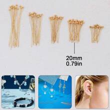 200pcs DIY Jewelry Making Headpins, 16mm-40mm Sizes Ball Pins, Bendable & Cuttable Beading Needles, Suitable For Jewelry Making And Sewing Supplies, Round Head Pins, Earring & Pendant Connectors, Cuttable Beading Pins, Bracelet & Necklace Decorative Pins, Can Replace Eyepins As Bead Piercing Connectors