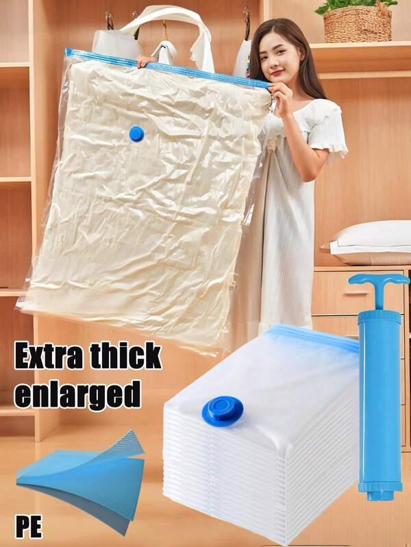 5/3/1 Clear Vacuum Storage Bags, Extra Large/Large/Medium/Small Size Set, Space Saving Vacuum Bags, Multi-Use Rectangle Plastic Bags For Clothes, Pillows, Comforters, Blankets, Great For Travel, Home, Closet, Luggage Storage, Easy To Use, Winter Clothes Storage