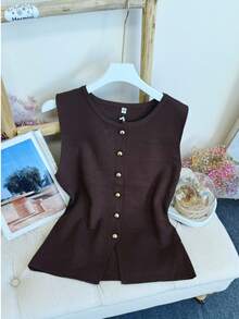 Regatas e camisolas femininas - Marrom Chocolate - Ver 3