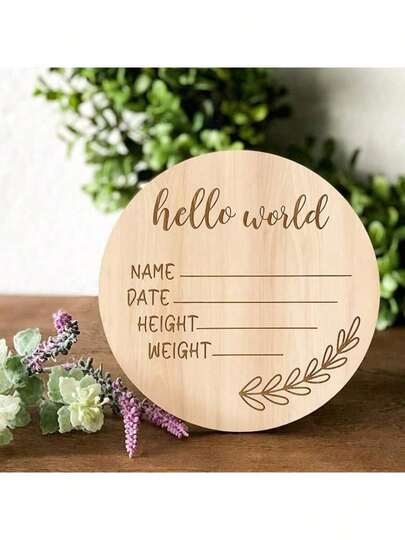 1pc Wooden Baby Milestone Sign, Photography Prop, Newborn Birth Announcement Plaque, Wooden Newborn Sign, Suitable For New Parents & Baby Shower, Gift For Expecting Moms, Newborn Welcome Sign, Christening Gift, Baby Shower Gift