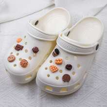 10pcs Chocolate Biscuit, Coffee Bean, Bread Dessert Food Shoe Charms, Cute Girly Style, Outdoor Shoes Boots Decor Accessories, Detachable Button Decorations, Fun DIY Shoe Accessories, Suitable For Men&Women, Girls Clogs Decoration
