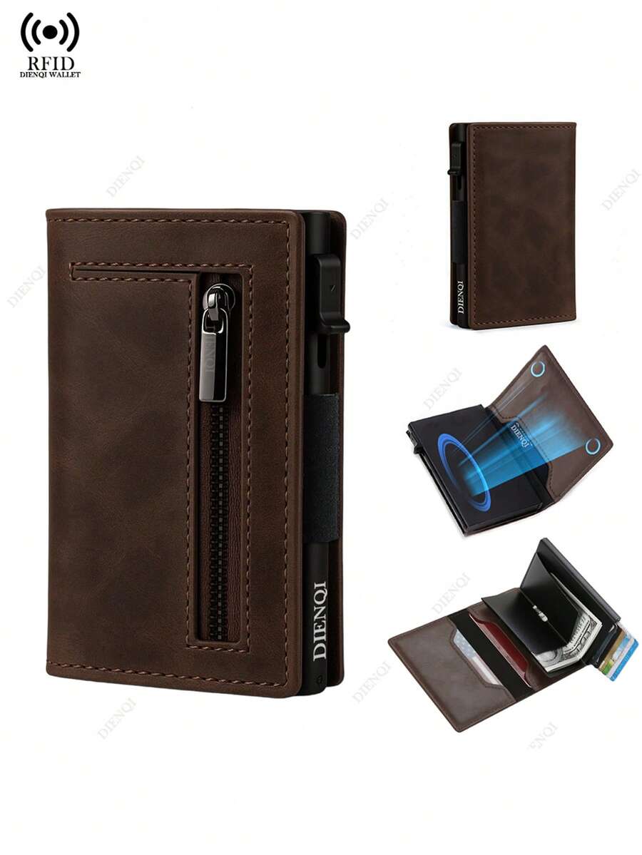Luxury RFID Blocking Card Holder Men Wallets Money Bag Metal Credit Cardholder Aluminium Slim Thin Smart Minimalistic Wallets Formal/Business Formal