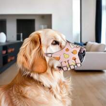 1pc Dog Muzzle For Small, Medium, And Large Dogs - Anti-Biting And Anti-Barking Pet Muzzle, Noise-Reducing Dog Mask To Prevent Disturbance, Cute Cartoon Printed Dog Mouth Cover,Yellow