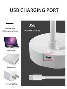 1 Pieza Lámpara De Mesa Led, Luz De Lectura Alimentada Por Usb, Brillo Ajustable Continuamente Luz De Noche Decorativa