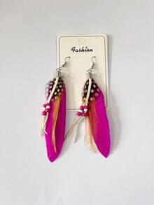 1 Paar Boho-Stil Feder Ohrringe mit Anhängern für Frauen